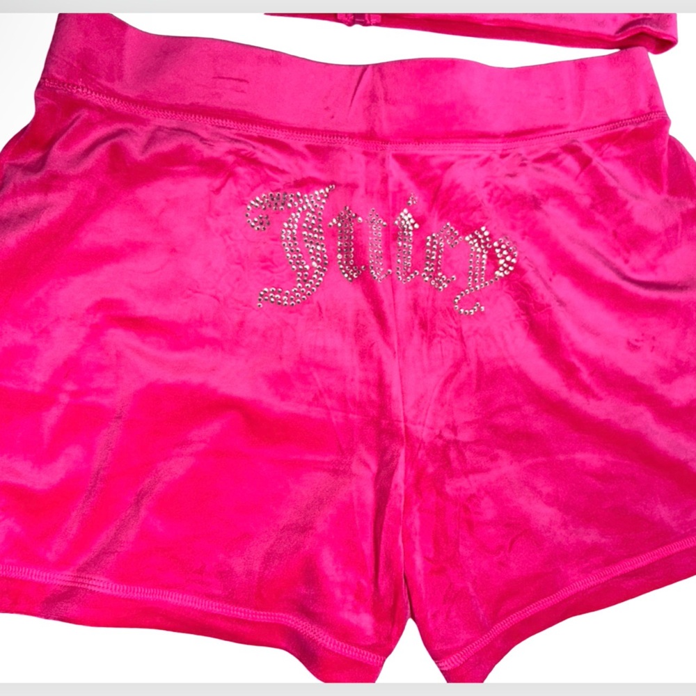 Juicy Couture Hot Pink Velour Shorts Set with Rhinestone Logo - Picture 16 of 16